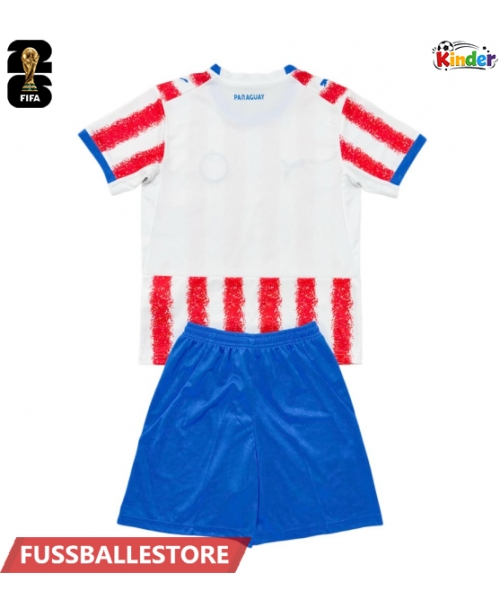 Günstige Paraguay Heimtrikotsatz Kinder WM 2026 Kurzarm (+ Kurze Hosen)